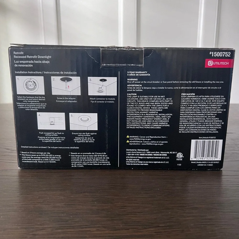 Utilitech Canless (4in) Round 2700k-6500k 580 Lumen Switchable Dimmable (6PK)‎